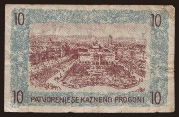 Európa, Juhoslávia, Juhoslávia - Núdzovky: Zagreb, 10 filira, 1919