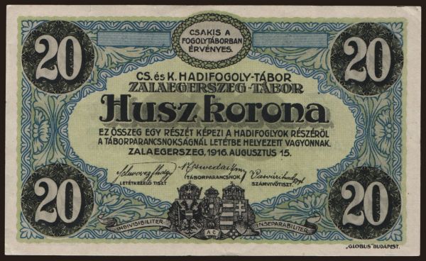 Rakúsko a Rakúsko-Uhorsko, Táborové platidla (1914-18): Zalaegerszeg, 20 Kronen, 1916