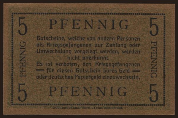 Germany, Kriegsgefangenenlager, 1915-1918: Zossen-Weinberge, 5 Pfennig, 191?