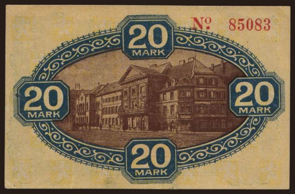 Germany, Grossgeld, Inflation, 1918-1920: Zweibrücken/ Stadt, 20 Mark, 1918