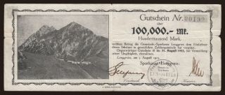 Lenggries/ Sparkasse, 100.000 Mark, 1923