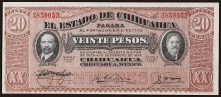 El Estado de Chihuahua, 20 pesos, 1914