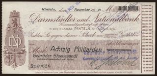Rinteln/ Gebrüder Stoevesandt Kommanditges. auf Aktien, 60.000.000.000 Mark, 1923