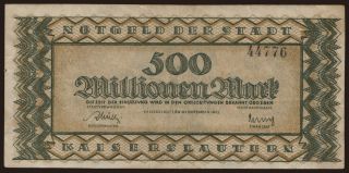 Kaiserslautern/ Stadt, 500.000.000 Mark, 1923
