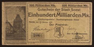 Soest/ Stadt, 100.000.000.000 Mark, 1923