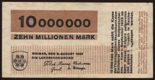 Weimar/ Landesregierung, 10.000.000 Mark, 1923
