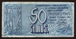 Vinaroz, 50 centimos, 1937