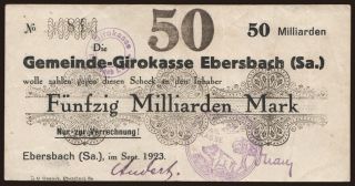 Ebersbach/ Gemeinde Girokasse, 50.000.000.000 Mark, 1923