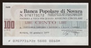 Banca Populare di Novara, 100 lire, 1977
