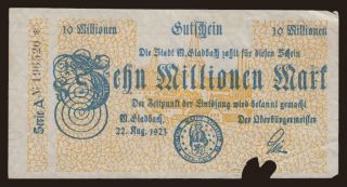 München-Gladbach/ Stadt, 10.000.000 mark, 1923