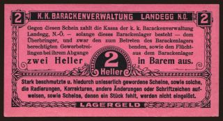 Landegg, 2 Heller, 191?