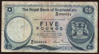 Royal Bank of Scotland, 5 pounds, 1982