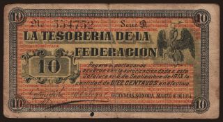 Guaymas/ La Tesoreria De La Federacion, 10 centavos, 1914