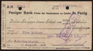Amerika/ Peniger Bank, 1.000.000 Mark, 1923