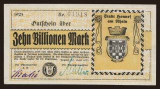 Honnef/ Stadt, 10.000.000.000.000 Mark, 1923