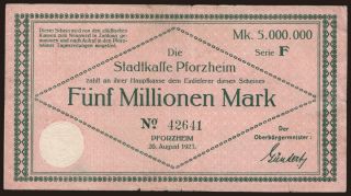 Pforzheim/ Stadt, 5.000.000 Mark, 1923