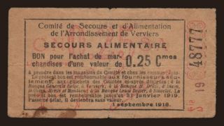 Verviers, 25 centimes, 1918