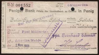 Amerika/ Peniger Bank, 5.000.000.000 Mark, 1923
