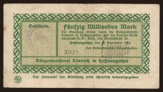 Hoffnungsthal/ Bürgermeisterei Rösrath in Hoffnungsthal, 50.000.000.000 Mark, 1923