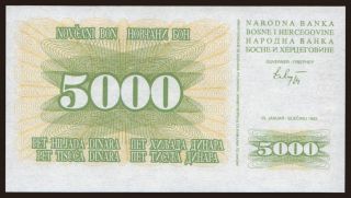 5000 dinara, 1993