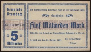 Brombach/ Gemeinde, 5.000.000.000 Mark, 1923