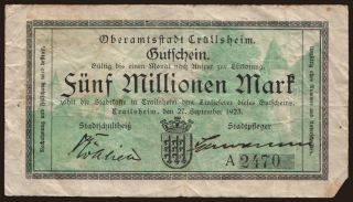 Crailsheim/ Oberamtstadt, 5.000.000 Mark, 1923