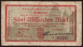 Crailsheim/ Stadt, 5.000.000.000 mark, 1923