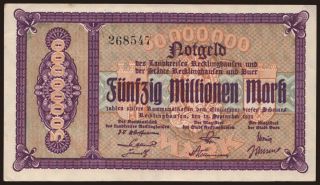 Recklinghausen/ Ldkr. Recklghs. Städte Recklghs. & Buer gemeinsam, 50.000.000 Mark, 1923