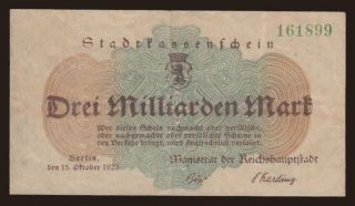 Berlin/ Magistrat der Reichshauptstadt, 3.000.000.000 Mark, 1923