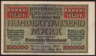 Bayerische Notenbank, 100.000 Mark, 1923