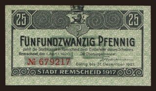Remscheid, 25 Pfennig, 1920