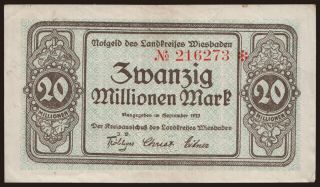 Wiesbaden/ Landkreis, 20.000.000 Mark, 1923