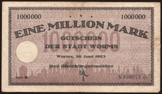 Worms/ Stadt, 1.000.000 Mark, 1923