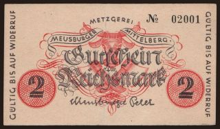 Mittelberg/ Peter Meusburger, 2 Reichsmark, 1945