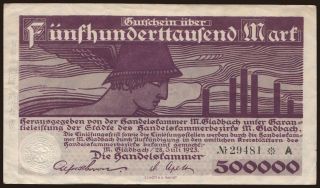 München-Gladbach/ Handelskammer, 500.000 mark, 1923