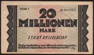 Düsseldorf/ Stadt, 20.000.000 Mark, 1923