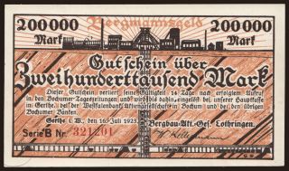 Gerthe/ Bergbau Aktiengesellschaft Lothringen, 200.000 Mark, 1923