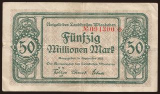 Wiesbaden/ Landkreis, 50.000.000 Mark, 1923