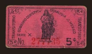 Gobierno Constitucionalista de Mexico, 5 centavos, 1914