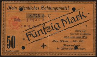 Hannoversch Münden, 50 Mark, 1916