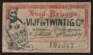 Brugge, 25 centiemen, 1915