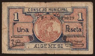 Algemesi, 1 peseta, 1937