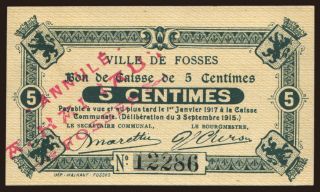 Fosses, 5 centimes, 1915
