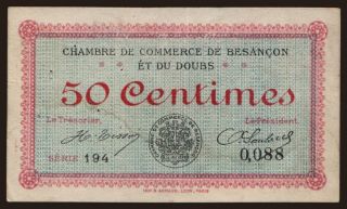 Besancon et de Doubs, 50 centimes, 1920