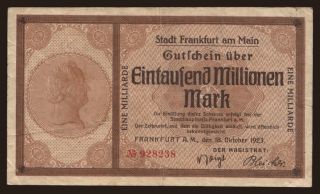 Frankfurt am Main/ Stadt, 1.000.000.000 Mark, 1923