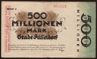 Düsseldorf/ Stadt, 500.000.000 Mark, 1923