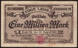Lahr/ Stadt, 1.000.000 Mark, 1923