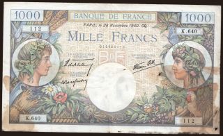 1000 francs, 1940