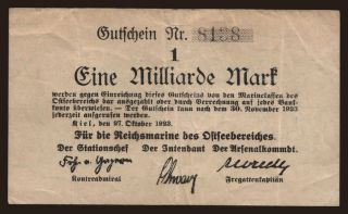 Kiel/ Reichsmarine des Ostseebereiches, 1.000.000.000 Mark, 1923