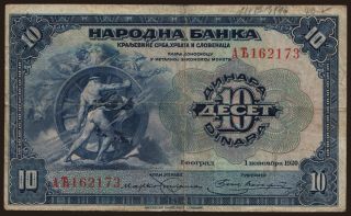 10 dinara, 1920